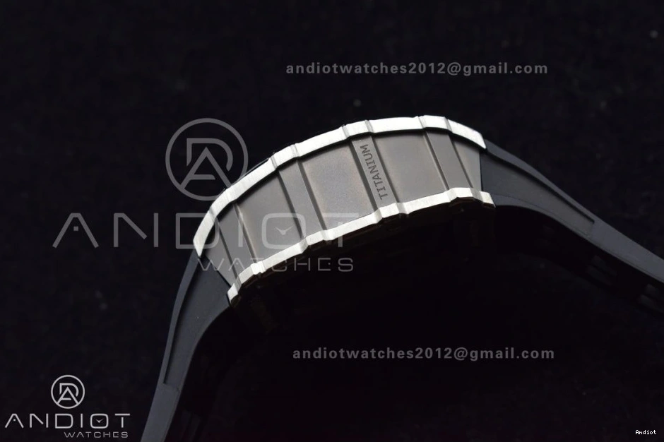 SS A7750 1:1 Crystal KVF Black Dial Black RM011 Chrono on Strap Best V3 Edition Rubber 0121